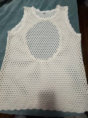 Women’s swimsuit cover-up sleeveless crochet knit